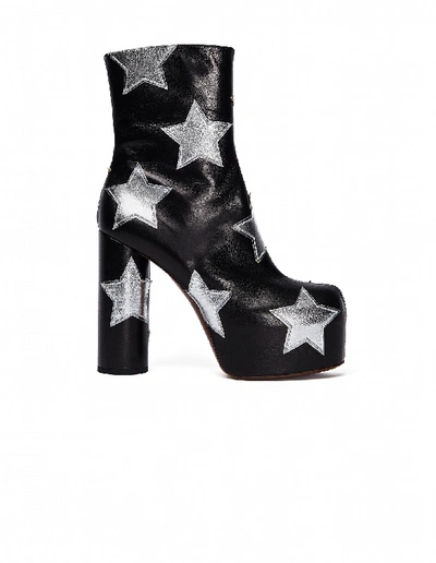 Shop Vetements Leather Star Platform Ankle Boots In White