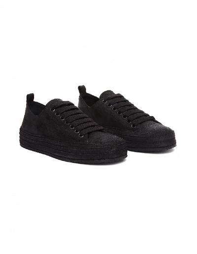 Shop Ann Demeulemeester Black Suede Sneakers