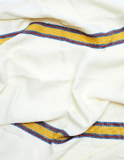 Shop Jil Sander Striped Beige Linen Blanket