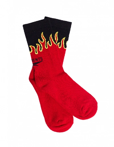 Shop Vetements Cotton Flame Socks In Multicolor