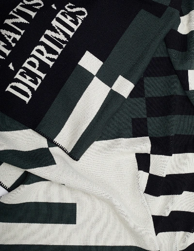 Shop Enfants Riches Deprimes Striped Merino Wool Blanket In Green