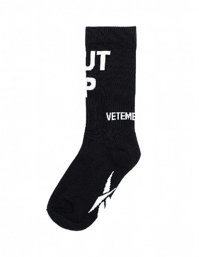 Shop Vetements Black Shut Up Socks