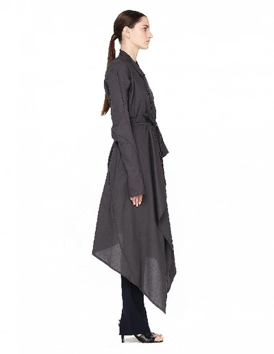 Shop Leon Emanuel Blanck Grey Cotton Asymmetric Coat