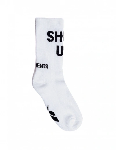 Shop Vetements White Cotton Shut Up Socks