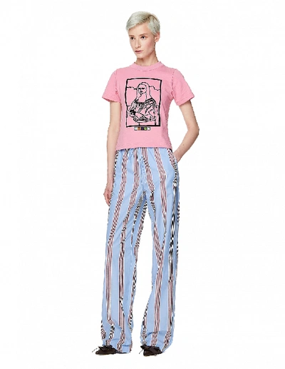 Shop Maisie Wilen Pink Cotton T-shirt In Blue