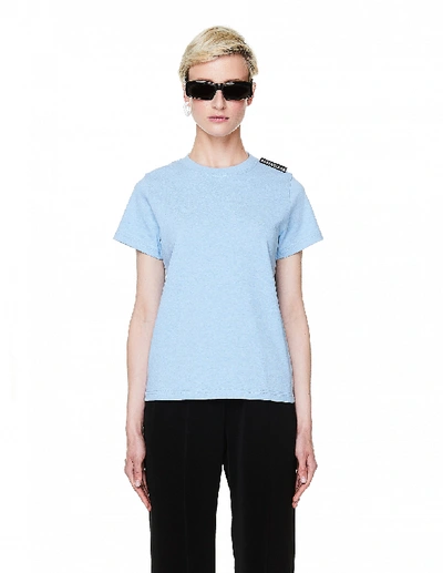 Shop Balenciaga Light Blue Cotton Tag T-shirt