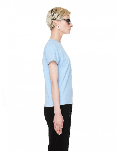 Shop Balenciaga Light Blue Cotton Tag T-shirt