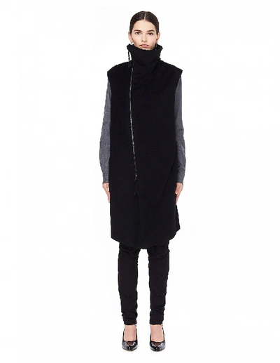 Shop Leon Emanuel Blanck Zip-up Wool Mix Vest In Black