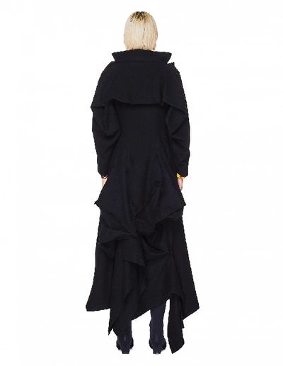 Shop Yohji Yamamoto Black Wool Coat