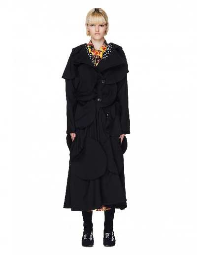 Shop Yohji Yamamoto Black Wool Deconstructed Coat
