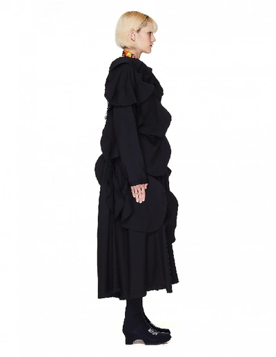 Shop Yohji Yamamoto Black Wool Deconstructed Coat