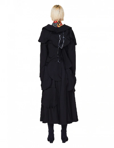 Shop Yohji Yamamoto Black Wool Deconstructed Coat