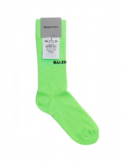 Shop Balenciaga Acid Green Logo Socks In Red