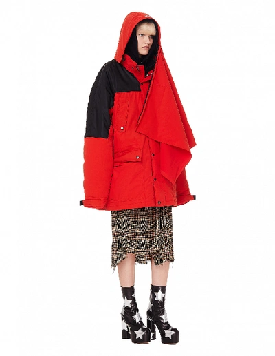 Shop Vetements Incognito Hooded Cotton Shell Parka In Red