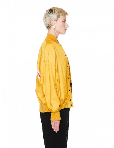 Y's Yellow Silk Printed Bomber Jacket In Yellow