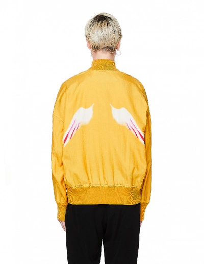 Shop Y's Yellow Silk Printed Bomber Jacket