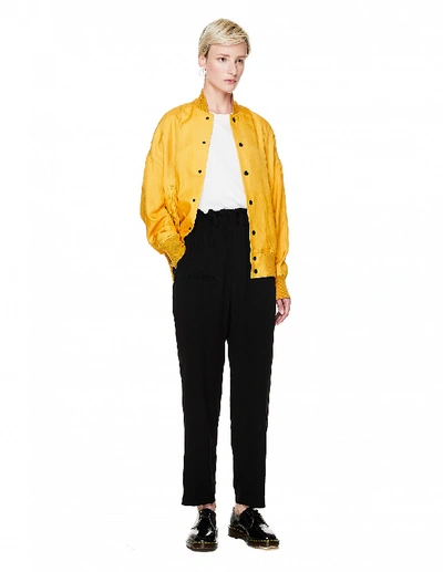 Y's Yellow Silk Printed Bomber Jacket In Yellow