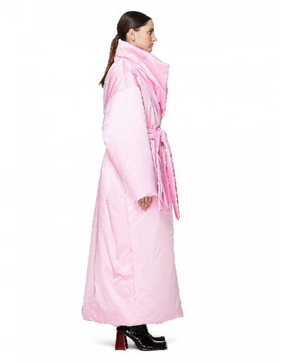 Shop Balenciaga Pink Satin Padded Coat
