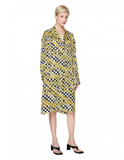 Shop Balenciaga Chains Printed Pajama Dress In Yellow