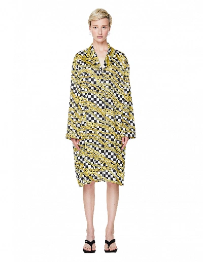 Shop Balenciaga Chains Printed Pajama Dress In Yellow