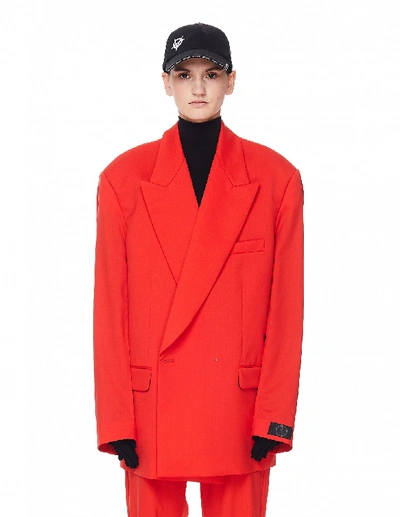 Shop Vetements Red Wool Double Breasted Jacket