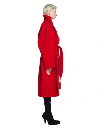 Shop Balenciaga Red Wool Belted Coat