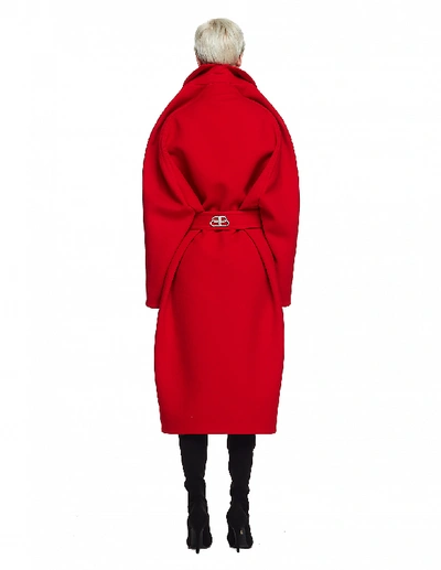 Shop Balenciaga Red Wool Belted Coat