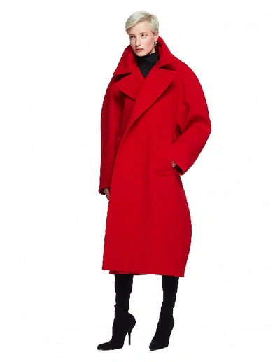 Shop Balenciaga Red Wool Belted Coat