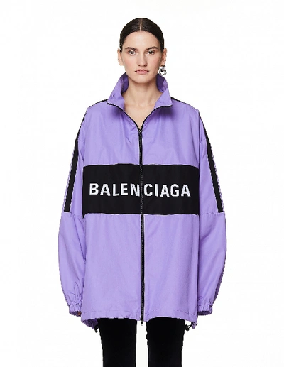 Shop Balenciaga Purple Zip-up Cotton Jacket