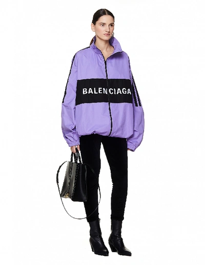 Shop Balenciaga Purple Zip-up Cotton Jacket