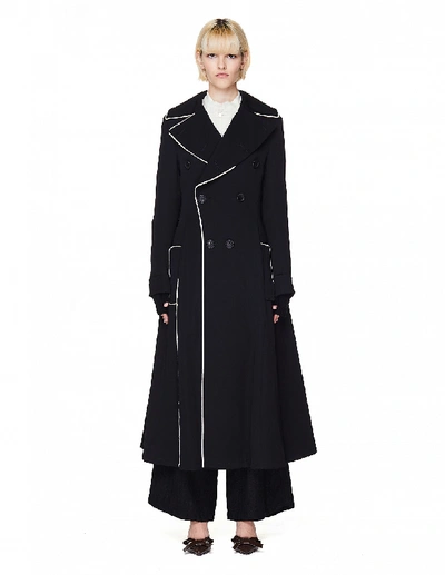 Shop Yohji Yamamoto Black Wool Double Breasted Coat