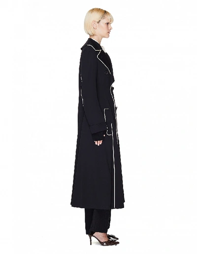 Shop Yohji Yamamoto Black Wool Double Breasted Coat