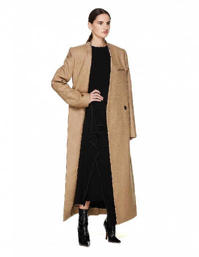 Shop Haider Ackermann Beige Double-breasted Wool Coat