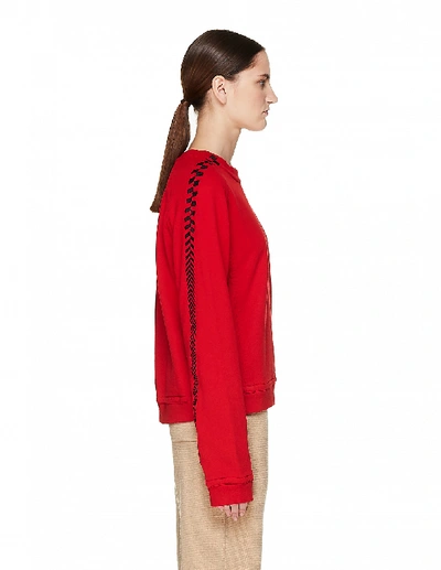 Shop Haider Ackermann Embroidered Red Cotton Sweatshirt