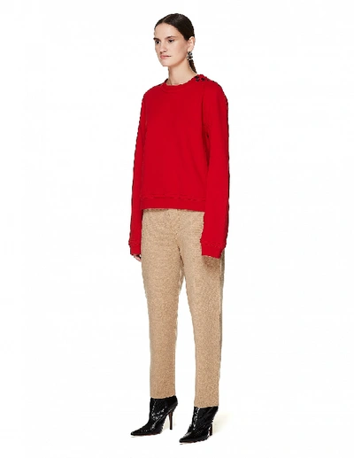 Shop Haider Ackermann Embroidered Red Cotton Sweatshirt