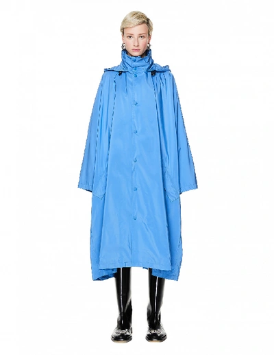 Shop Balenciaga Blue Logo Printed Raincoat