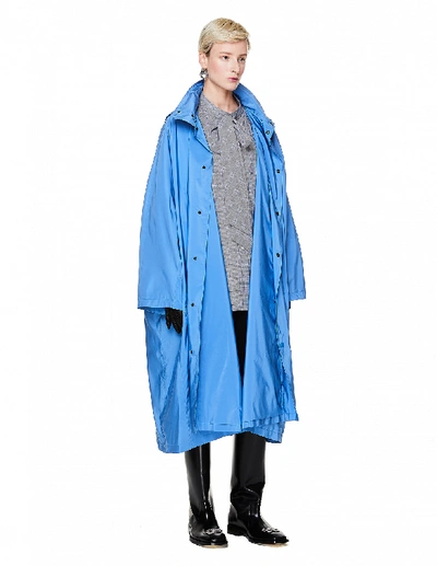 Shop Balenciaga Blue Logo Printed Raincoat