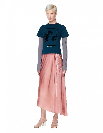 Shop Maisie Wilen Blue Cotton Printed T-shirt