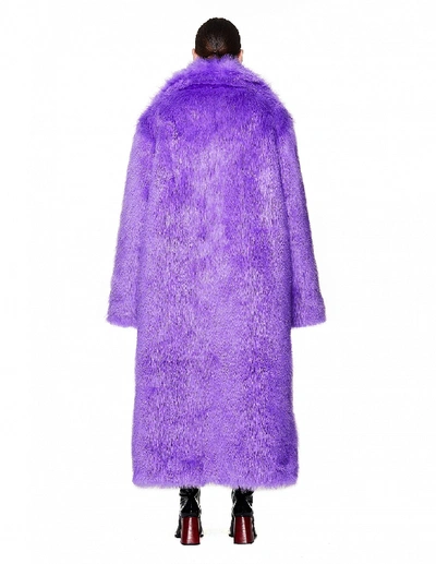 Shop Vetements Purple Faux Fur Coat