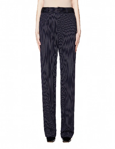 Shop Vetements Navy Blue Striped Trousers