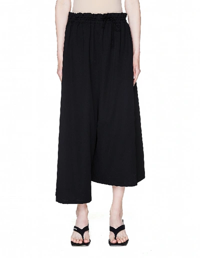 Shop Y's Black Asymmetric Wool Culottes