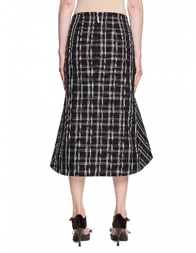 Shop Balenciaga Wool Checked Godet Skirt In Grey