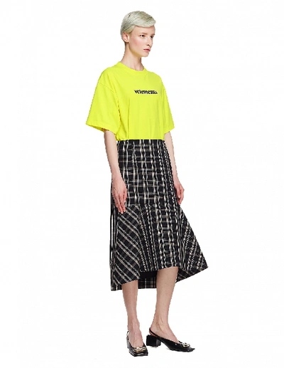 Shop Balenciaga Wool Checked Godet Skirt In Grey