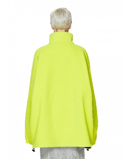 Shop Balenciaga Neon Green Wool Logo Jacket In Yellow