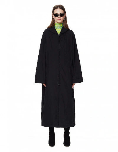 Shop Fear Of God Nylon Hooded Reflective Logo Raincoat In Black