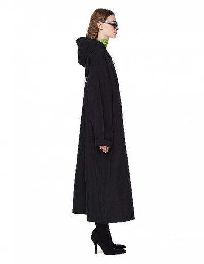 Shop Fear Of God Nylon Hooded Reflective Logo Raincoat In Black