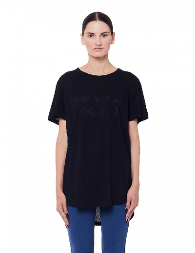 Shop Ann Demeulemeester Printed Black Cotton T-shirt