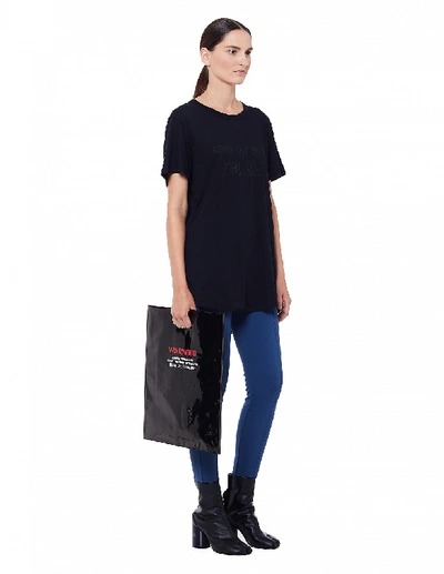 Shop Ann Demeulemeester Printed Black Cotton T-shirt