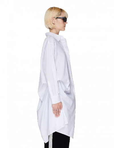 Shop Yohji Yamamoto White Cotton Asymmetric Shirt