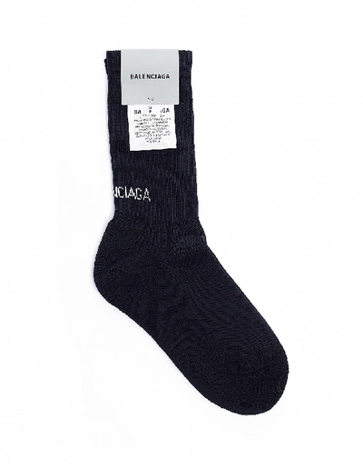 Shop Balenciaga Black Cotton Logo Socks